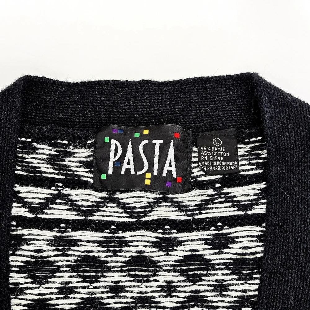 Statement Artwear Pasta Knit Cardigan Women’s Medium Fair Isle Patchwork
